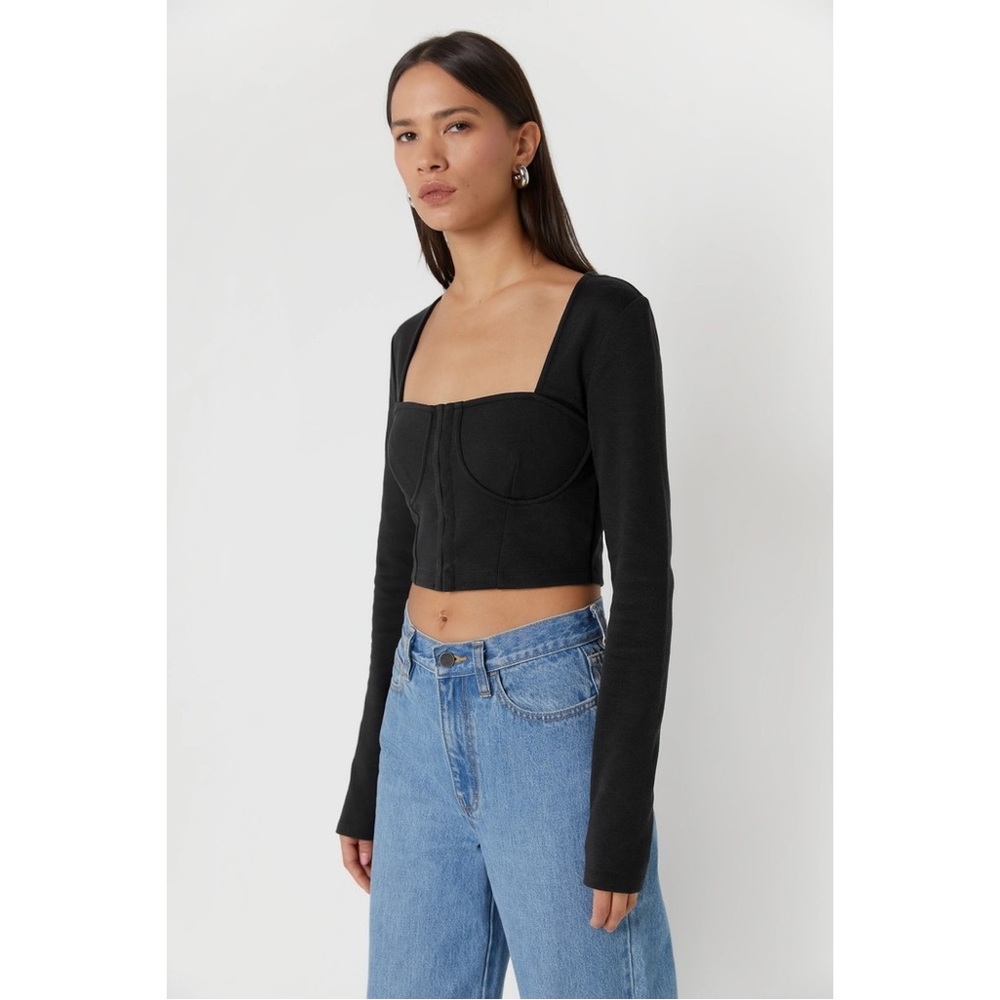 Oak + Fort Long Sleeve Bustier Top Size M NWT - Picture 2 of 11